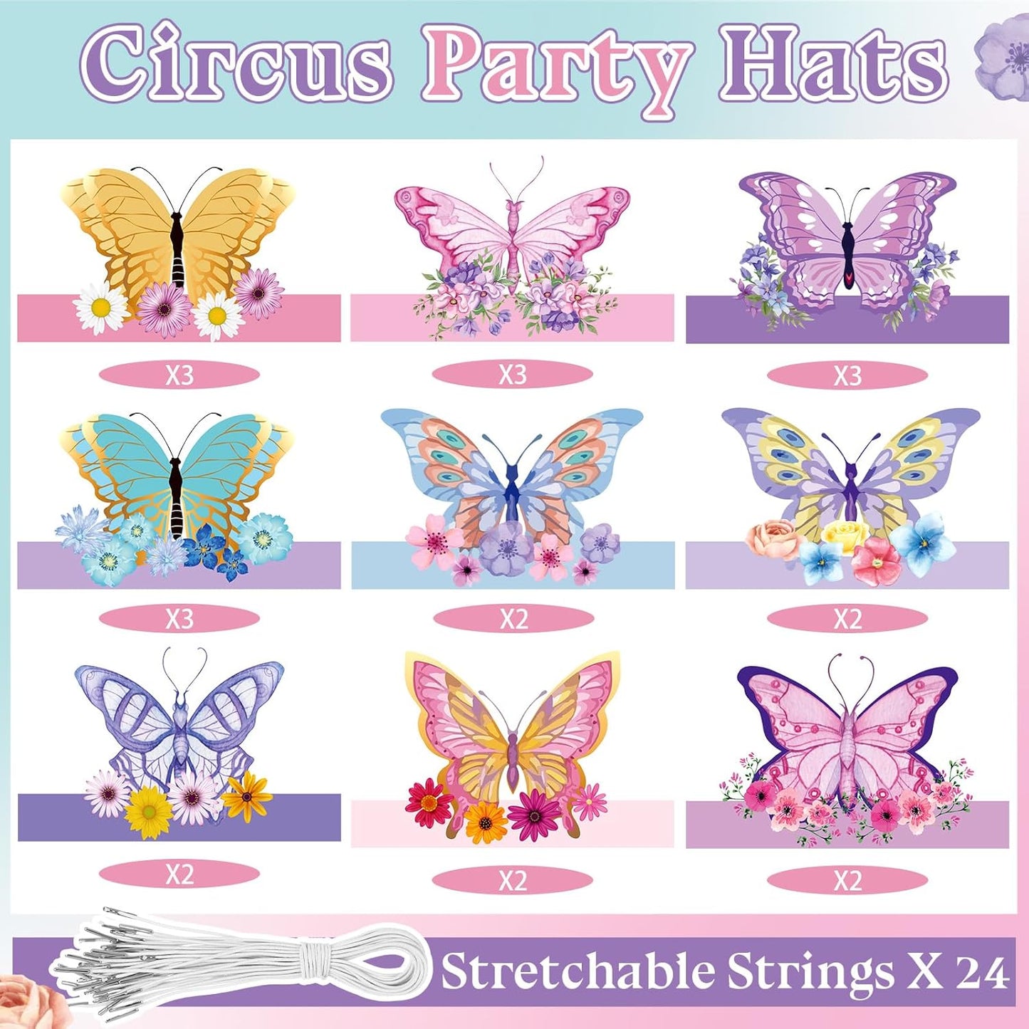 Gersoniel 24 Pcs Party Hats for Kids Paper Headbands Crown for Boys Girls, Birthday Party Decoration Favors