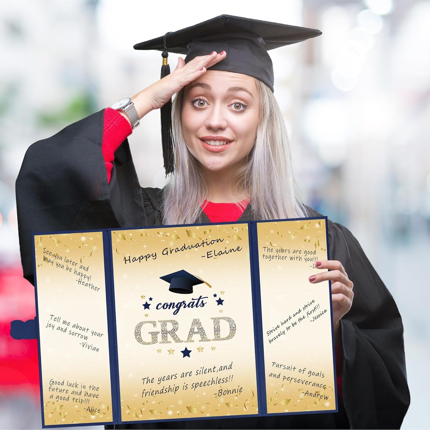 Vlipoeasn 2026 Graduation Guest Book Alternative, Black Gold Class of 2026 Graduation Party Decorations, Graduation Signature Book for 2026 College High School, Unique Graduation Gifts for Friends