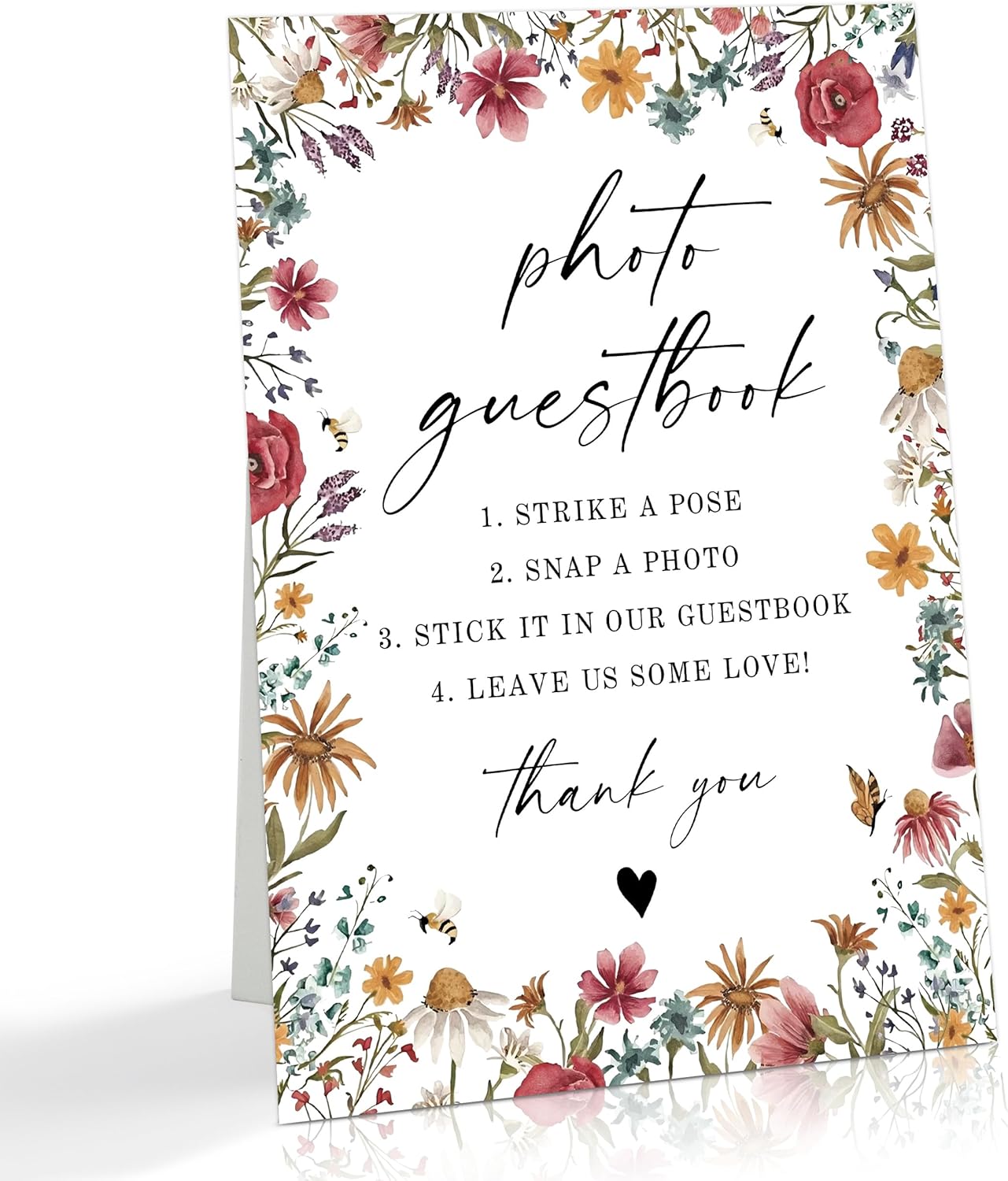Wild Flower Audio Guest Book Sign, Baby in Bloom Love is in Bloom Decorations, Bridal Shower Baby Shower Wedding Signs for Reception, Floral Party Table Decor, 8 x 11 Inch