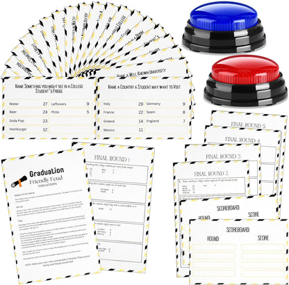 20 Pcs Retirement Friendly Feud Game Set Retirement Party Game Trivia Quiz with 18 Card 2 Buzzer for Adults Family Games Activities Party Supplies, Battery Not Included