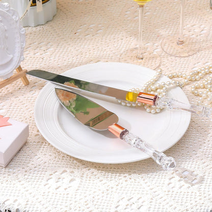 Boao 4 Pieces Wedding Toasting Flutes and Cake Server Set Wedding Reception Supplies Champagne Glasses Cake Knife Pie Server (Gold,Classic)