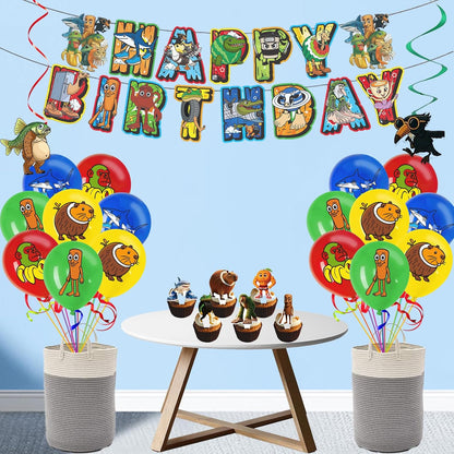 TJLMCORP Italian Brainrot Party Game, Pin the Tail Party Game Set With 24 Stickers and and 2 Blindfolds, Tralalero Themed Birthday Party Supplies, Brain Rot Party Decorations（Tung Tung Tung Sahur）