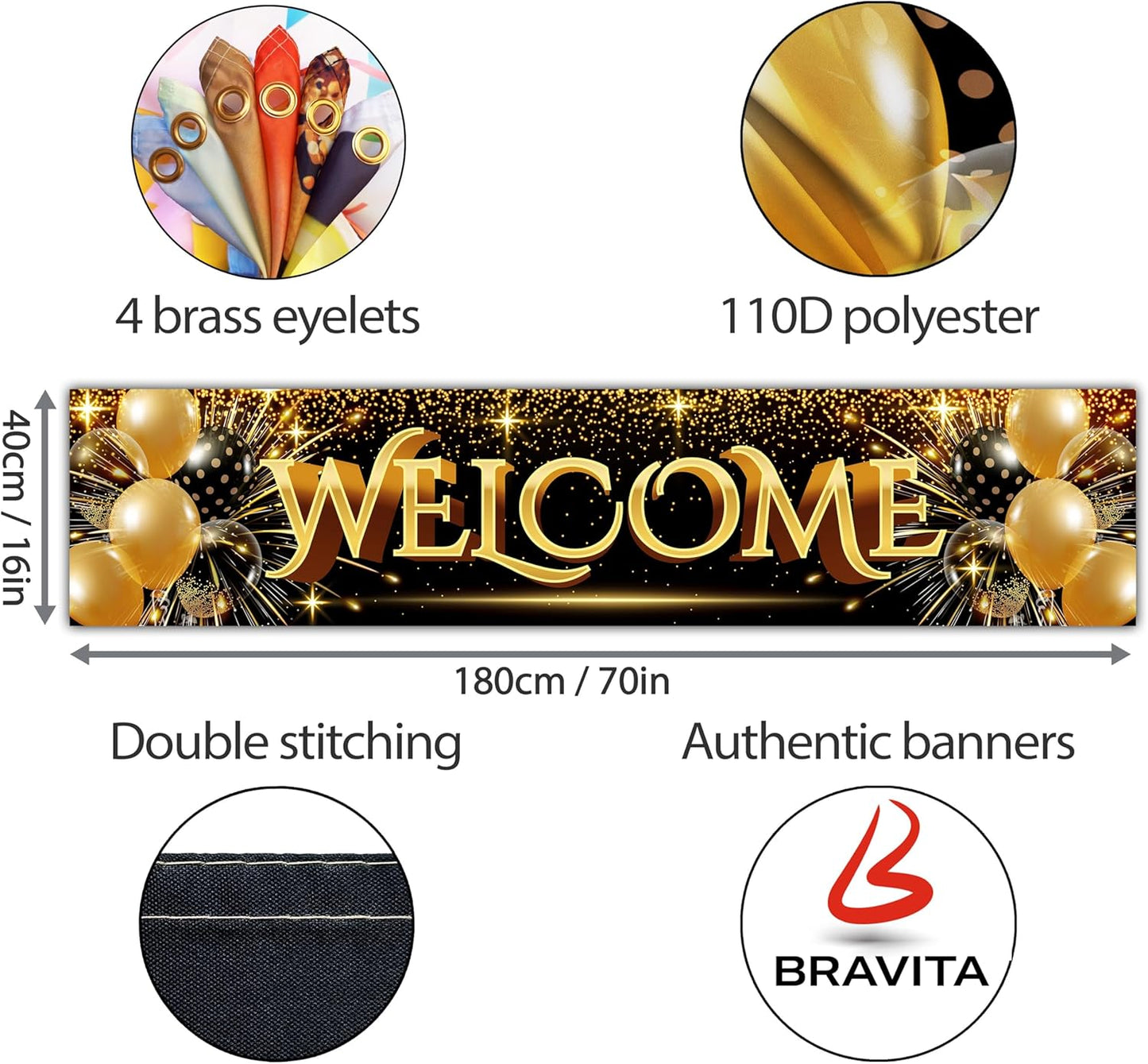 Welcome Banner - Black and Gold Welcome Home Decorations 6 x 1.3ft - Welcome Back Banner - We Missed You So Much