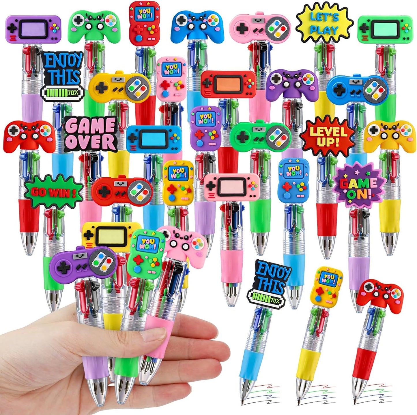 CZWZ 20Pcs Mini Multicolor Pens in One 4-in-1 Cute Pens Bulk for Kids, Fun Kawaii Ballpoint Pens for Birthdays and Children's Party Favors Gifts Teacher School Supplies