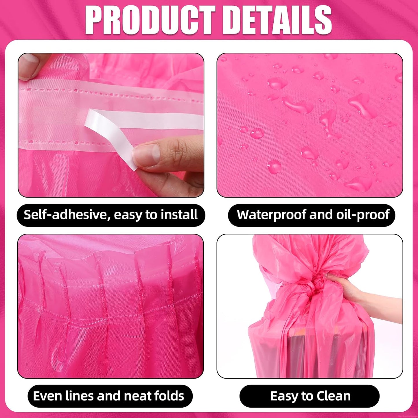 Oudain 6 Pcs Plastic Table Skirts and Stainproof Table Cloths 54 x 108 in Plastic Ruffle Tablecloth 168 x 29 Inches Disposable for Wedding Baby Shower Valentine Spring Easter Party(White)