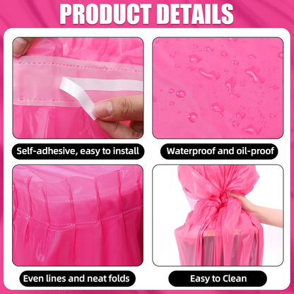 Oudain 6 Pcs Plastic Table Skirts and Stainproof Table Cloths 54 x 108 in Plastic Ruffle Tablecloth 168 x 29 Inches Disposable for Wedding Baby Shower Valentine Spring Easter Party(White)