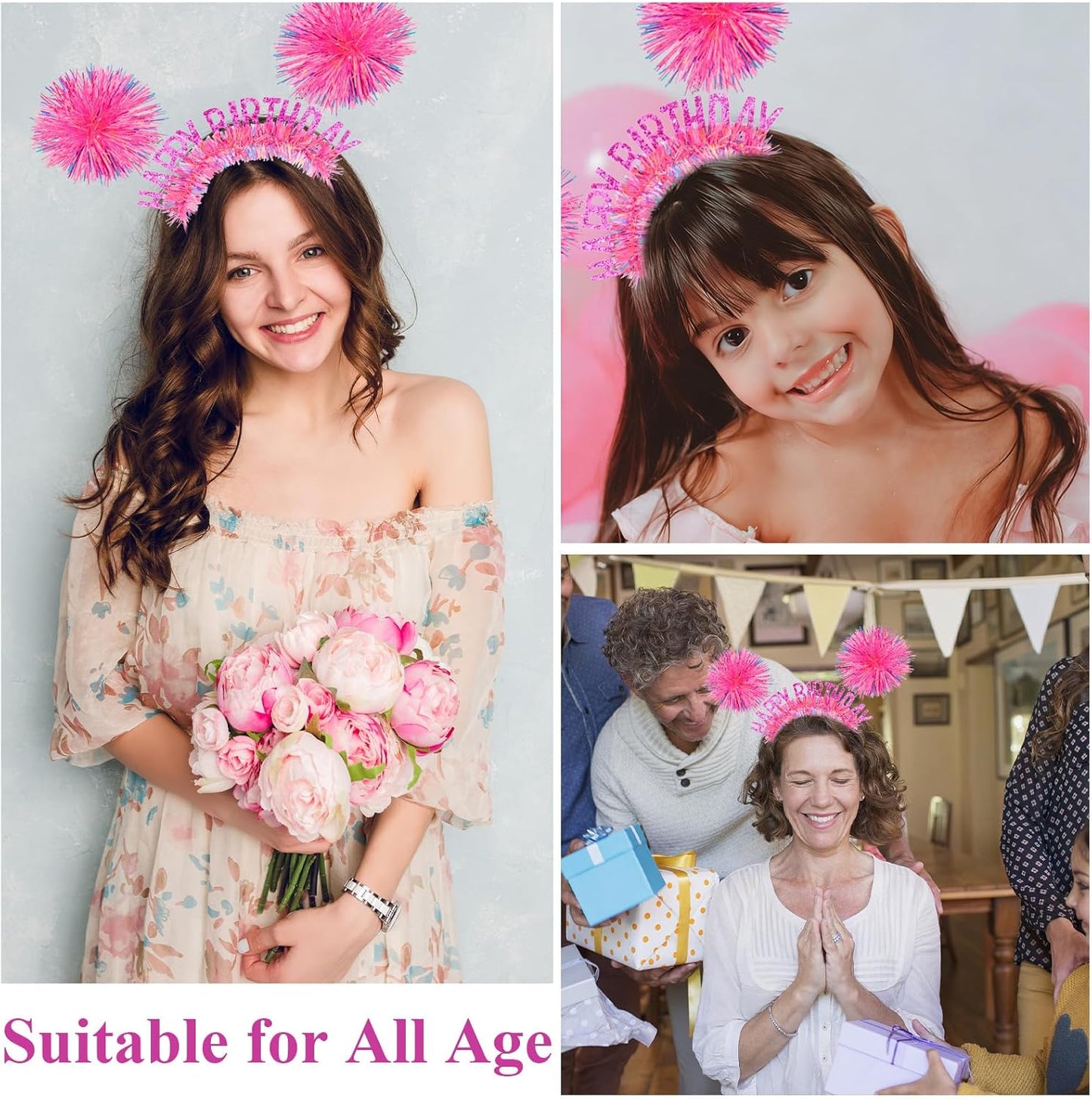 CAVETEE Happy Birthday Crown and Tiara for Women & Girls Party Decorations Gifts