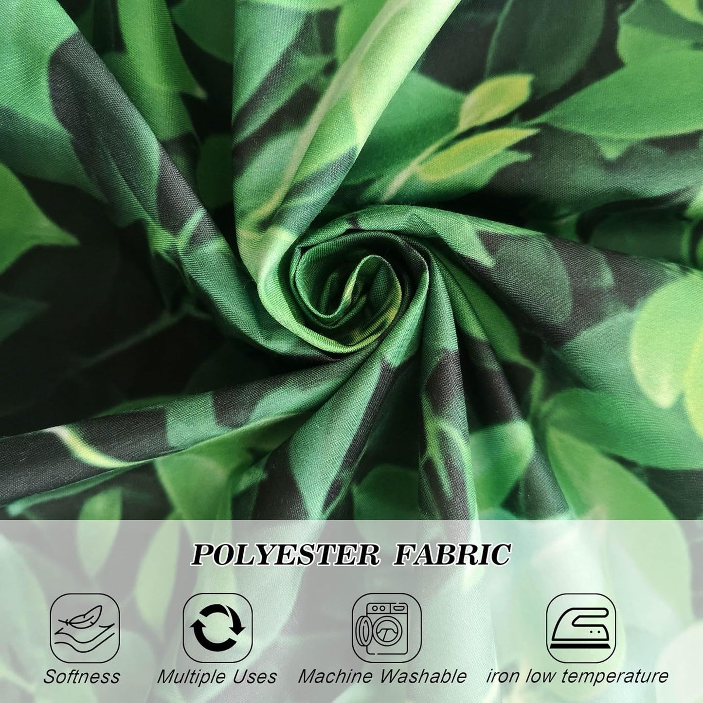 Green Leaves Backdrop - Nature Greenery Polyester Photography Background for Birthday Wedding Decor Soft Fabric Wall Banner | Baby Shower, Safari, Dinosaur Theme Photo Booth(7x5ft)