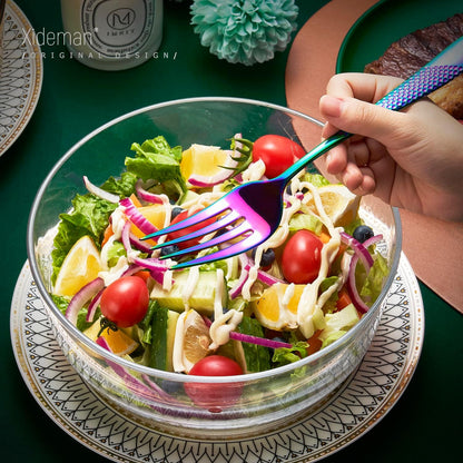 Xideman® 7-Piece Hammered 18/10 Stainless Steel Silverware Serving Utensil Set - Hostess Flatware with Cake Knife & Cake Server (Champagne Gold)