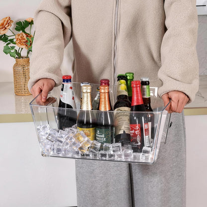 2 Pack Ice Bucket for Parties, 11.5L Large Champagne Bucket Wine Cooler, Plastic Beverage Tub Drink Bucket for Beer Cocktail Mimosa Bar, Commercial Drink Cooler for Wedding Events (15.7x11.8x6.7 in)