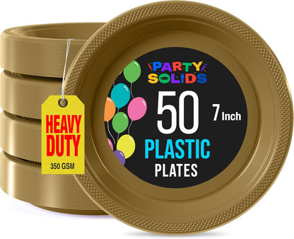 Exquisite Party Solids Red Plastic Plates For Party Supplies 10" Red Disposable Plates Heavy Duty 50 Pcs Plastic Dinnerware Sets Heavy Duty 350 GSM Disposable Dinnerware Set
