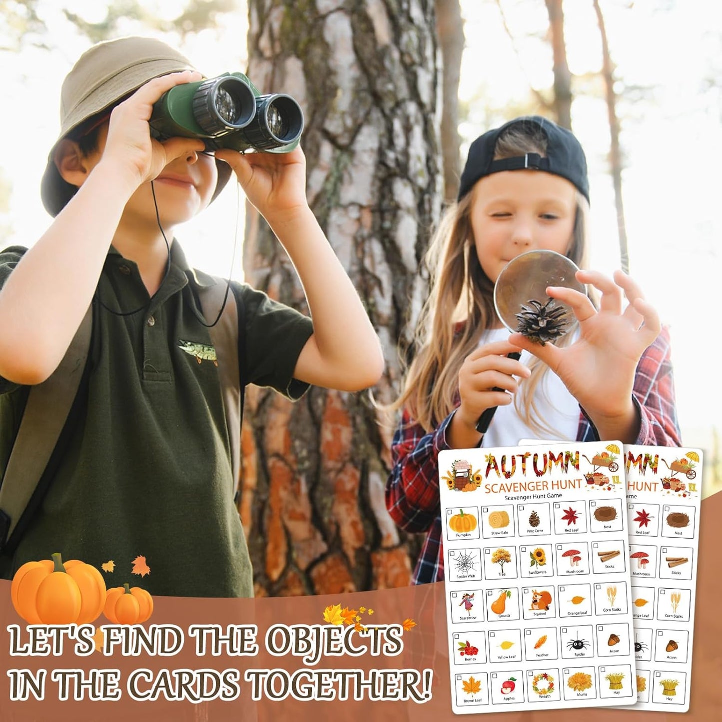Hoolerry 30 Pcs Nature Scavenger Hunt for Kids Road Trip Game Car Spring Summer Easter Scavenger Hunt Cards Travel Activities Camping Games Outdoor Indoor Seek Activity for Kids Adults(Nature)