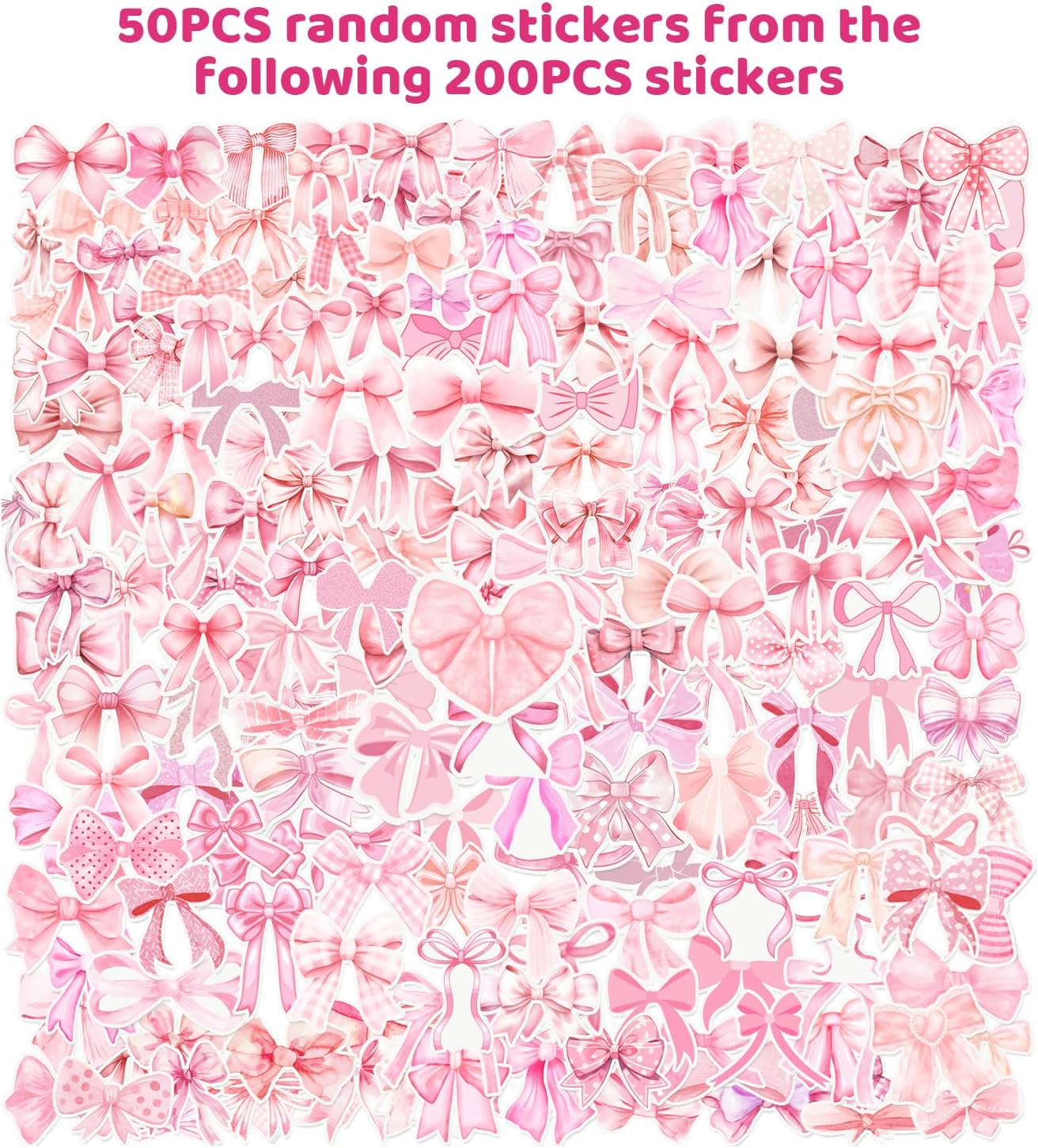 74 PCS Coquette Party Favors - 50 Pink Bow Stickers, 24 Slap Bracelets - Birthday Decorations Supplies for Kids, Girls, Women