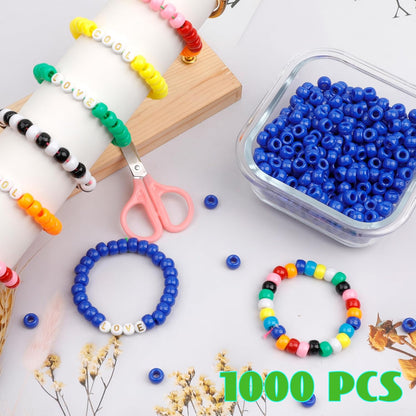 1000Pcs Glow in The Dark Pony Beads 9mm Plastic Kandi Beads Bulk for Friendship Bracelet Necklace Craft Jewelry Making Beads for Hair Braids 9 Color