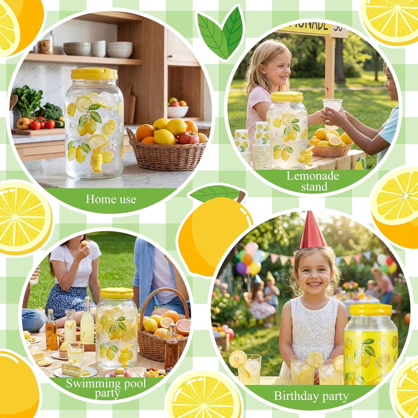 Havawish 2 Pcs 1 Gallon Plastic Beverage Dispenser with Spigot Clear Summer Kitchen Fridge Drink Dispenser for Parties Lemonade Juice Tea Beer Cold Water (Red,Cylinder)