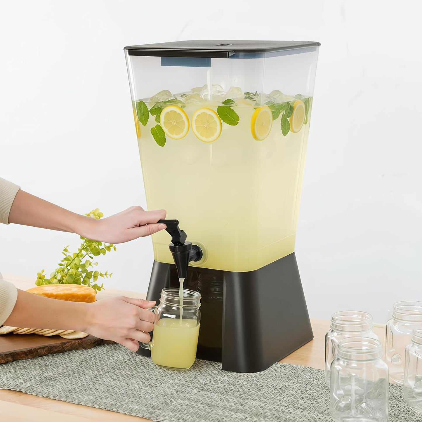Beverage Dispenser 5 Gallon Drink Dispenser with Spigot, Juice Dispensers for Parties, Black Base