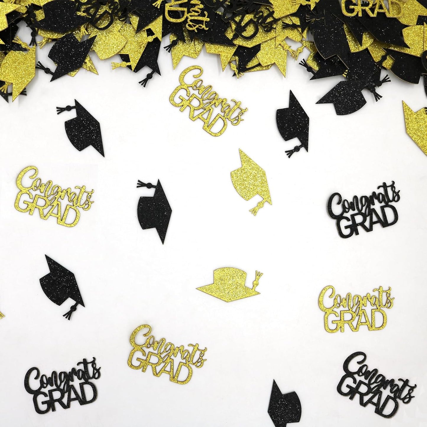 200PC Gold Graduation Confetti Class of 2026 Congrats Grad Confetti for Table Grad Cap Scatters for Graduation party decorations 2026