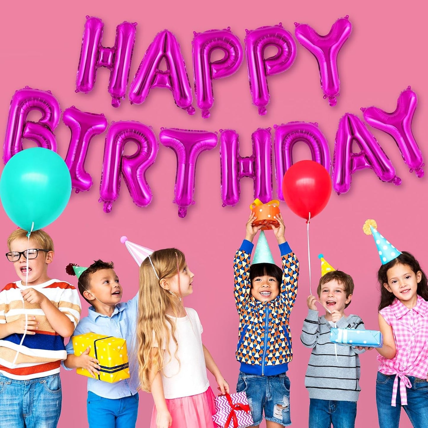 Happy Birthday Balloons Banner, Foil Balloon Personalized Name Letters Balloons Sign Birthday Party Decorations for Women Men Boys Girls Cream