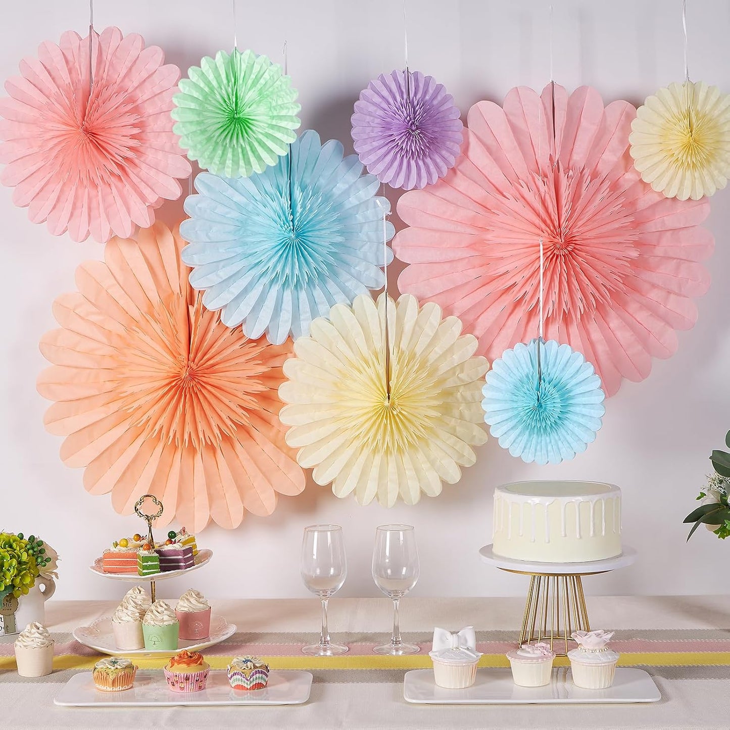 Easy Joy Paper Leaves Decorations for Wall Paper Fans Classroom Decoration Leaves Backdrop Decor Wall Decor,Set of 9