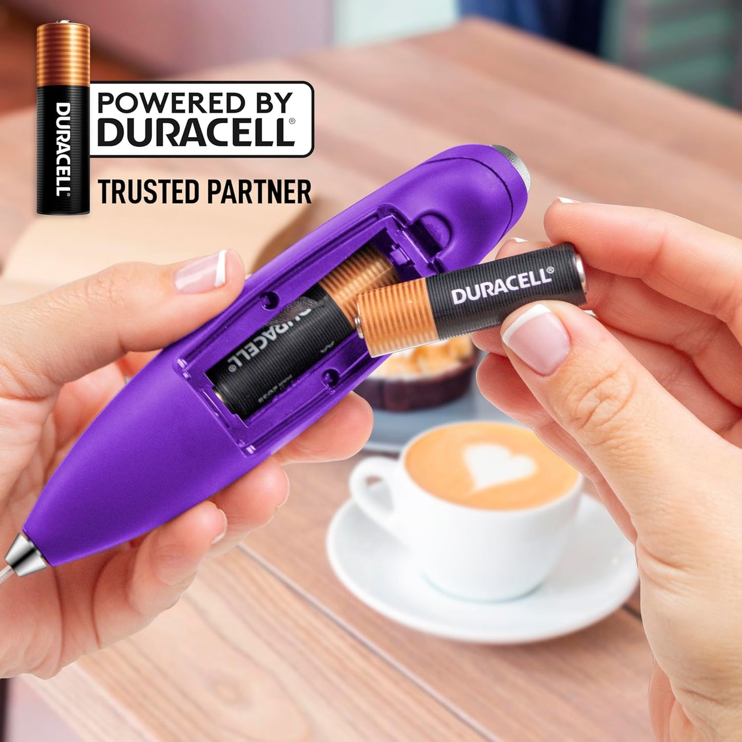 Zulay Kitchen Powerful Milk Frother Wand With Duracell Batteries - Ultra Fast Handheld Drink Mixer - Electric Whisk Foam Maker for Coffee, Lattes, Cappuccino & Matcha - Z1 Motor - Black - Colors C