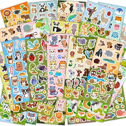 48 Sheets Stickers for Kids, Cute Stickers Variety Pack for Scrapbooking, Teachers Classroom Prizes, Goodie Bag Stuffers Including Animals, Cars, Dinosaurs, Fishes, Hearts, Stars and More