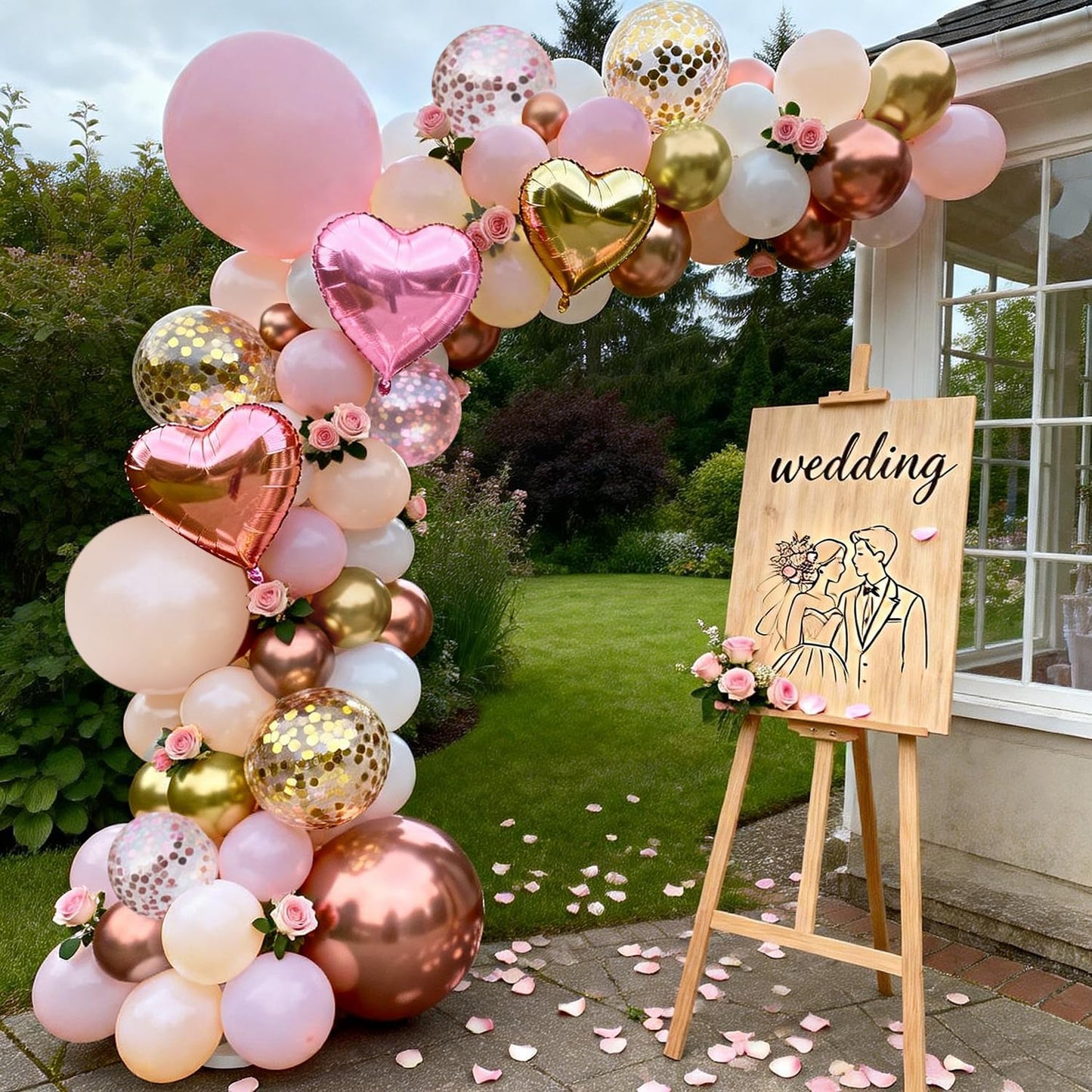 Sage Green Pink Balloons Garland Kit,133pcs Olive Green Blush Pink Sand White Metallic Gold Balloons for Bridal Shower Wedding Birthday Jungle Safari Woodland Party Decorations…
