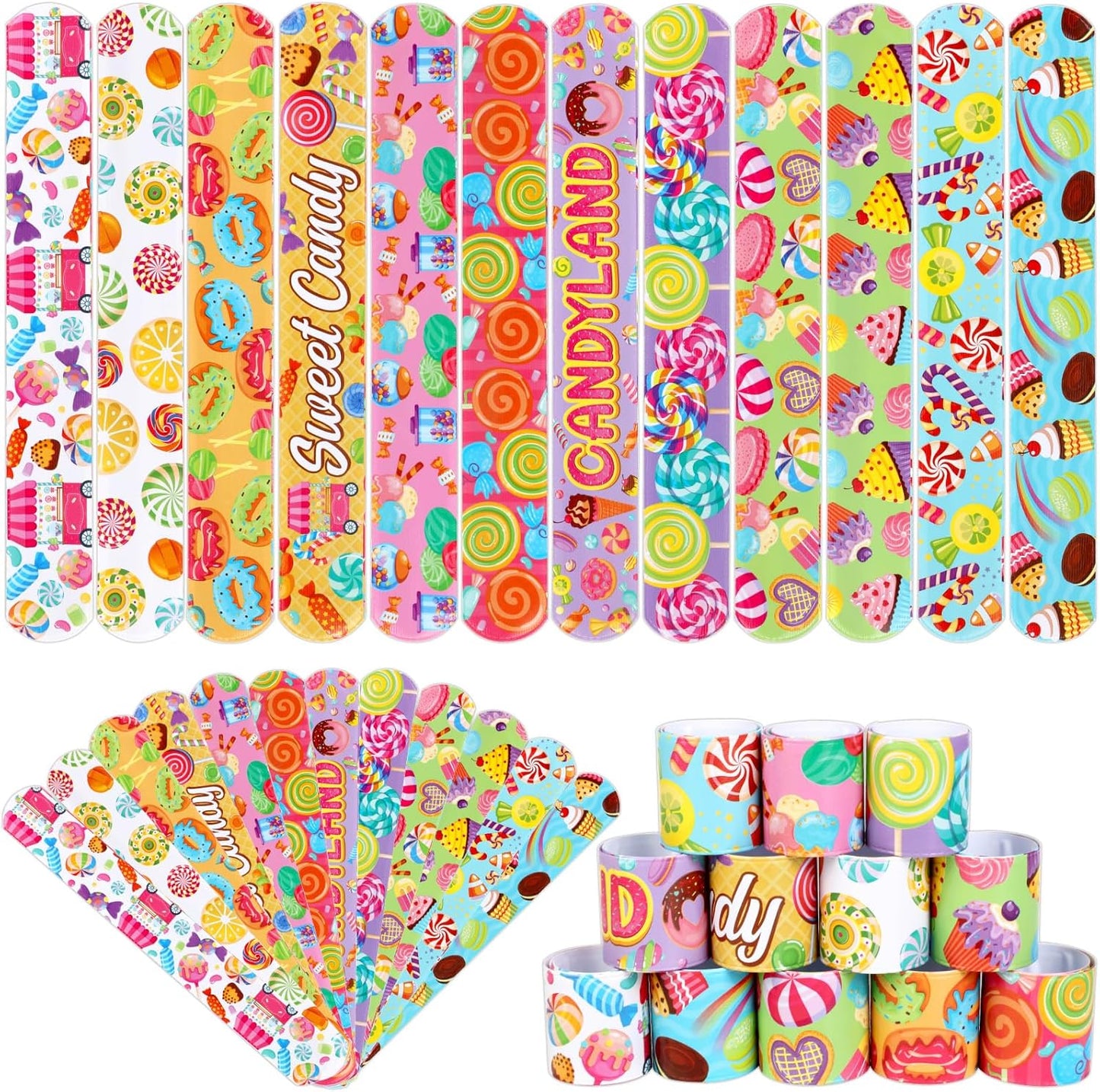 Serencatcher 48pcs Slap Bracelets Party Favors for Birthday Baby Shower Party Supplies Gifts