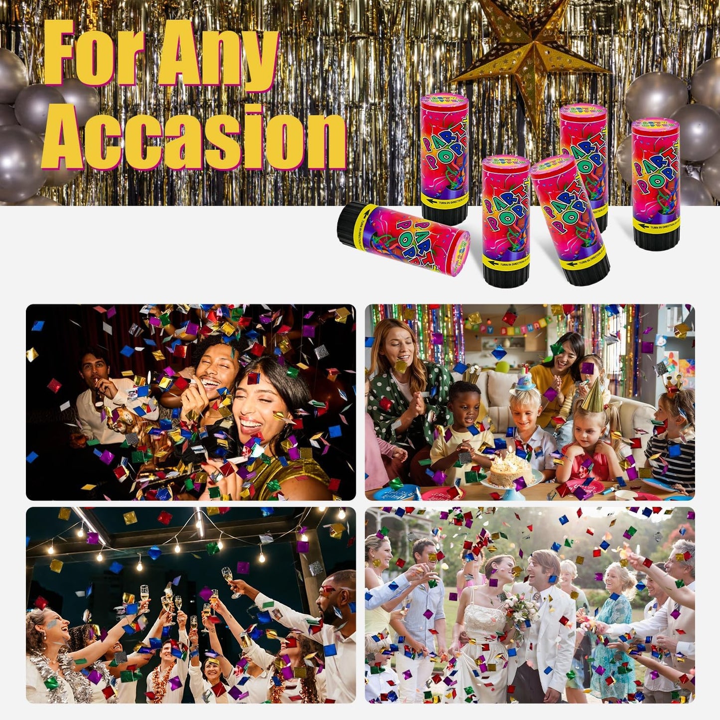 Small Confetti Cannon 24 Pack Mini Confetti Poppers Multicolor Party Poppers Confetti Small Party Confetti for Kids Ideal for Weddings Birthdays Graduations Baby Shower Christmas New Years