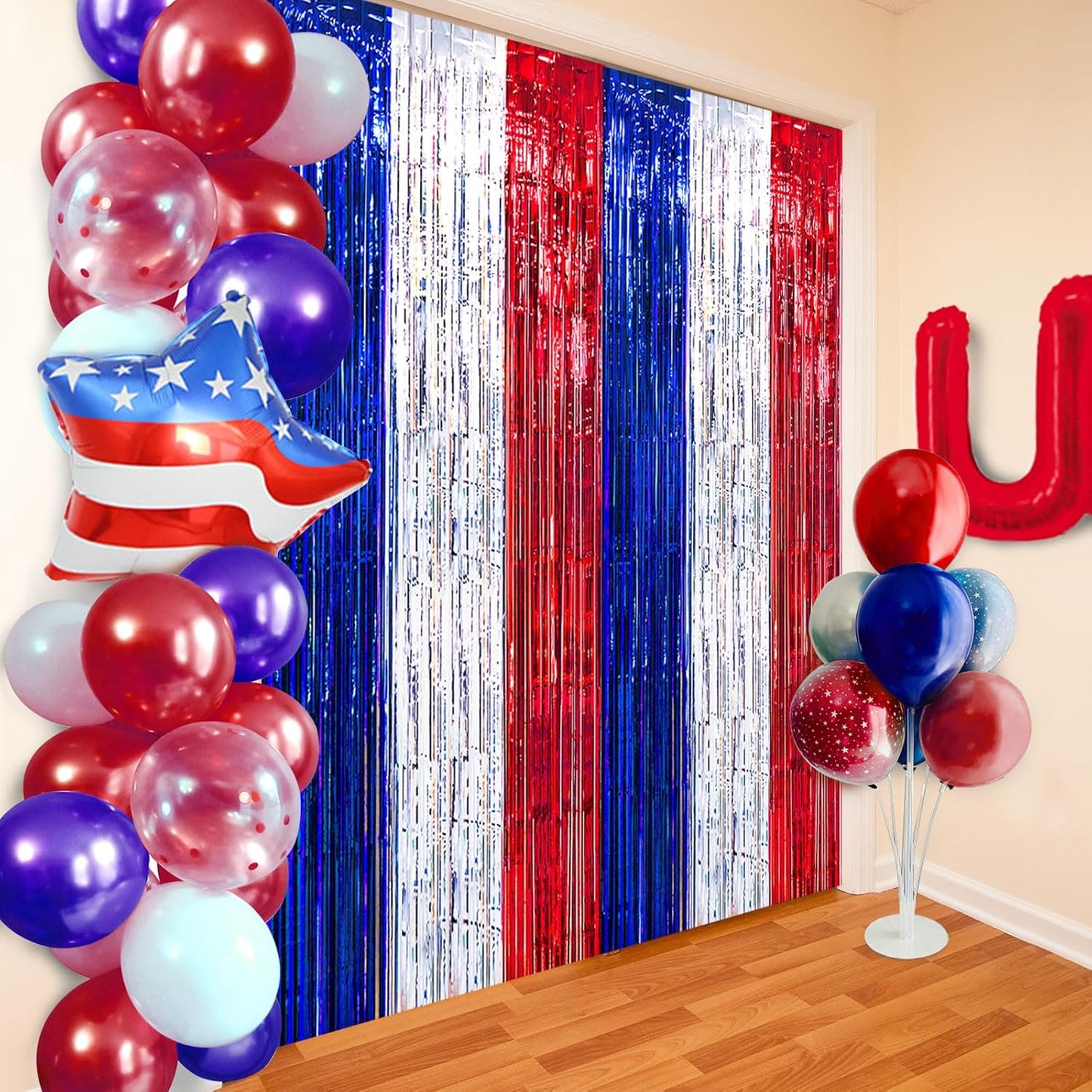 2 Pack Shiny Silver Tinsel Foil Fringe Curtains, 3.3ft x 6.6ft Iridescent Streamers Party Photo Backdrop for Birthday, Wedding, Engagement, Bachelorette Party Decoration