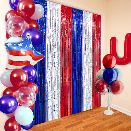 2 Pack Shiny Silver Tinsel Foil Fringe Curtains, 3.3ft x 6.6ft Iridescent Streamers Party Photo Backdrop for Birthday, Wedding, Engagement, Bachelorette Party Decoration