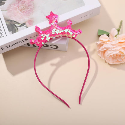 6Pcs Princess Tiara Crown Headband,Glitter Birthday Party Headbands for Women, Fairy Costume Head Band Hair Accessories