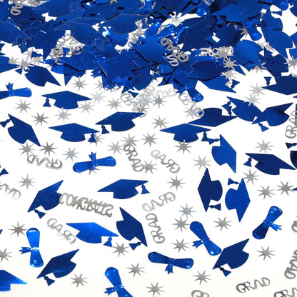 Silver and Blue Graduation Confetti 2026, 1000 Pcs Class of 2026 Table Centerpiece Grad Confetti for 2026 Graduation Party Decorations Supplies
