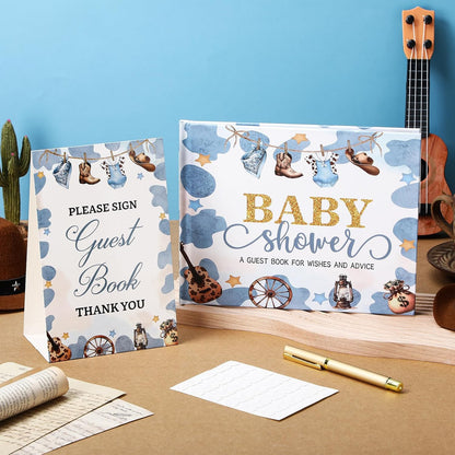 Fuyoooo 27 Pcs Safari Animal Baby Shower Guest Book Set Baby Shower Sign in Guest Floral Book Place Table Cards with Gold Pen Adhesive Photo Corner for Birthday Party