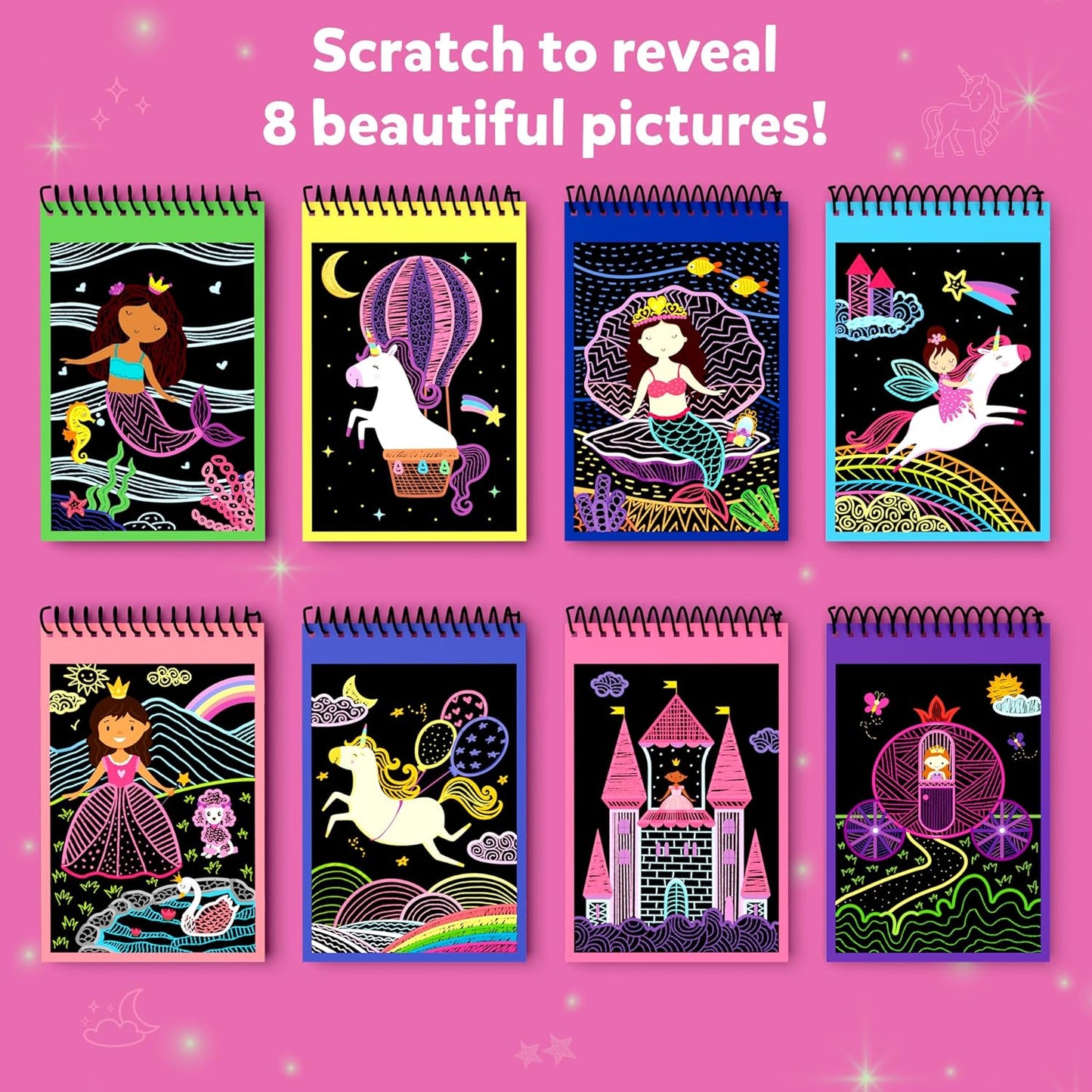 Skillmatics Party Favors (Pack of 15) - Magical Scratch Art Set for Kids, Unicorns & Princesses, Pink Goodie Bag, DIY Art & Craft Activity, Gifts for Girls, Boys Ages 3, 4, 5, 6, 7, 8