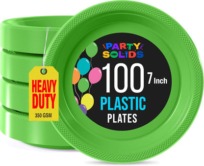 Party Solids Black Plastic Plates For Party 10" Black Disposable Plates For Party Supplies 100 Pcs Plastic Dinnerware Sets Heavy Duty 350 GSM Disposable Dinnerware Set