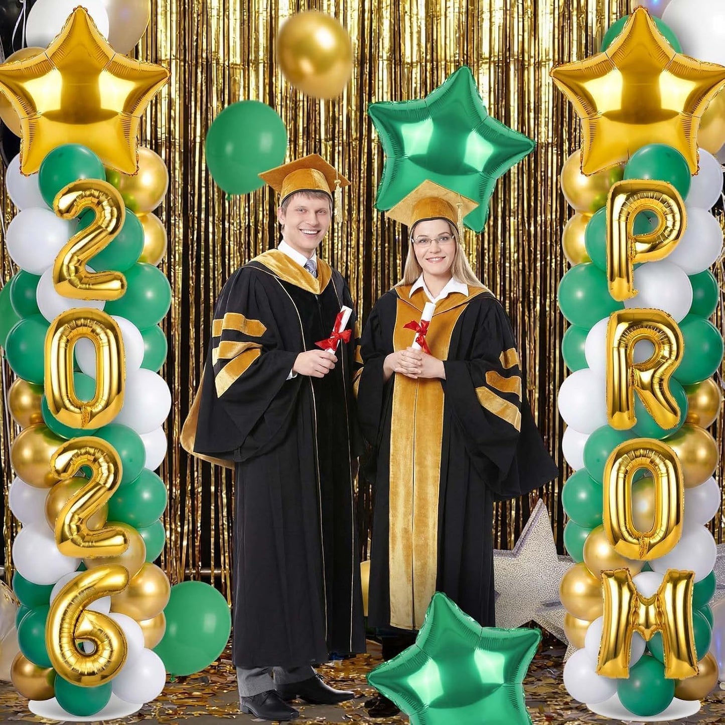 2 Sets Graduation Balloon Column Stand Kits with Balloons 2026 Grad Themed Decoration Navy Blue Balloon Tower Stand Kit for Grad High School & College Celebration Party Decor