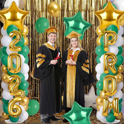 2 Sets Graduation Balloon Column Stand Kits with Balloons 2026 Grad Themed Decoration Navy Blue Balloon Tower Stand Kit for Grad High School & College Celebration Party Decor