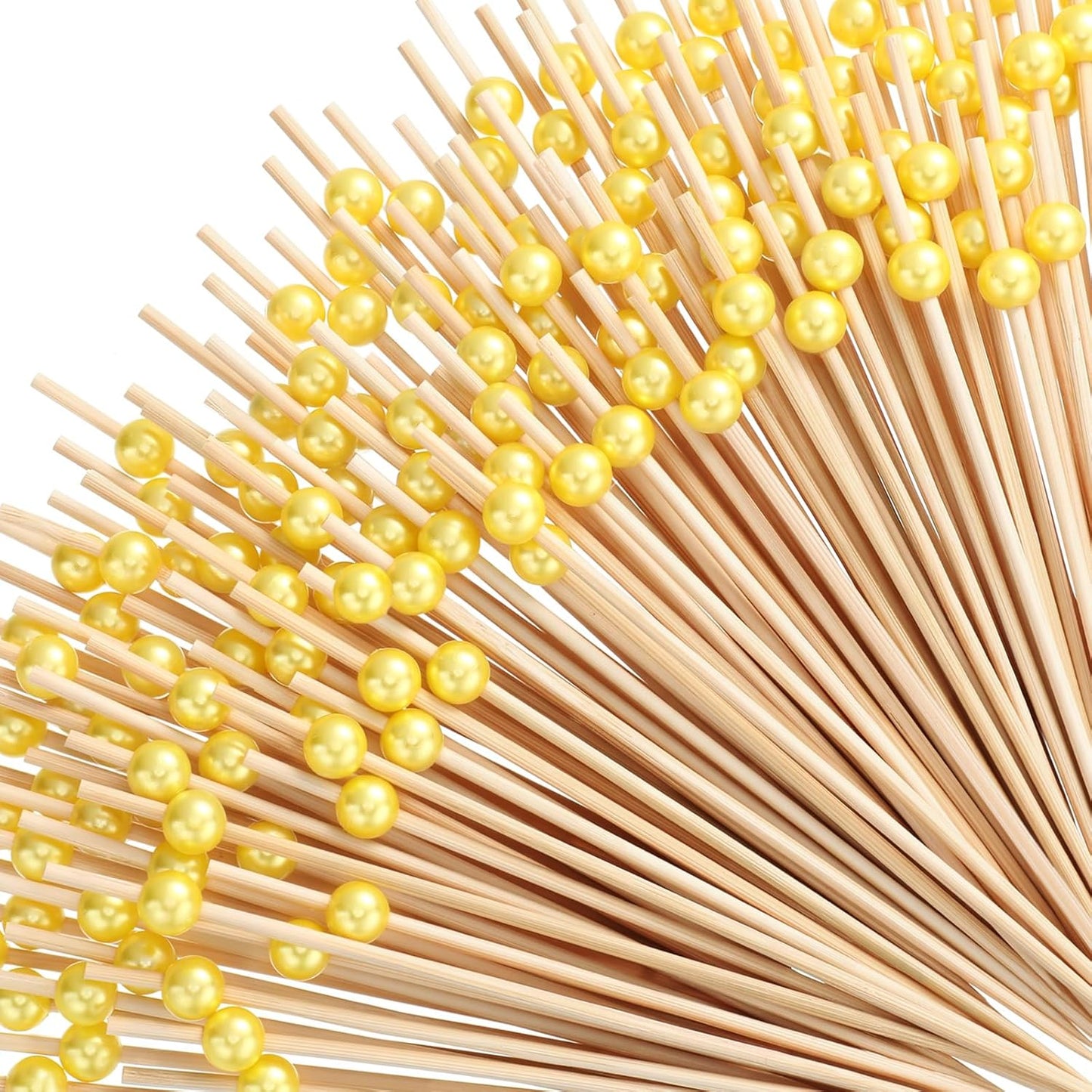 Reallnaive 600 Pcs Cocktail Pick Pearl Fancy Toothpick for Appetizer 4.7 Inch Long Skewer for Drink Fruit Food Bamboo Stick Wedding Bridal Shower Decoration Charcuterie Accessories (White)