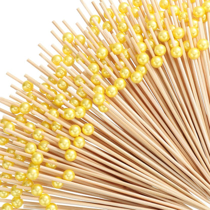 Reallnaive 600 Pcs Cocktail Pick Pearl Fancy Toothpick for Appetizer 4.7 Inch Long Skewer for Drink Fruit Food Bamboo Stick Wedding Bridal Shower Decoration Charcuterie Accessories (White)