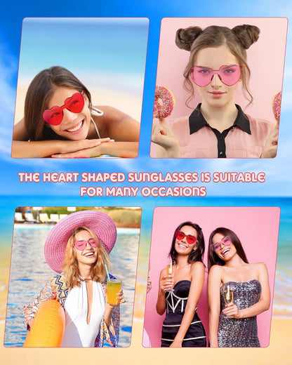 Frienda 20 Pairs Heart Shaped Sunglasses Rimless Candy Color Glasses for Women Men Party Favor