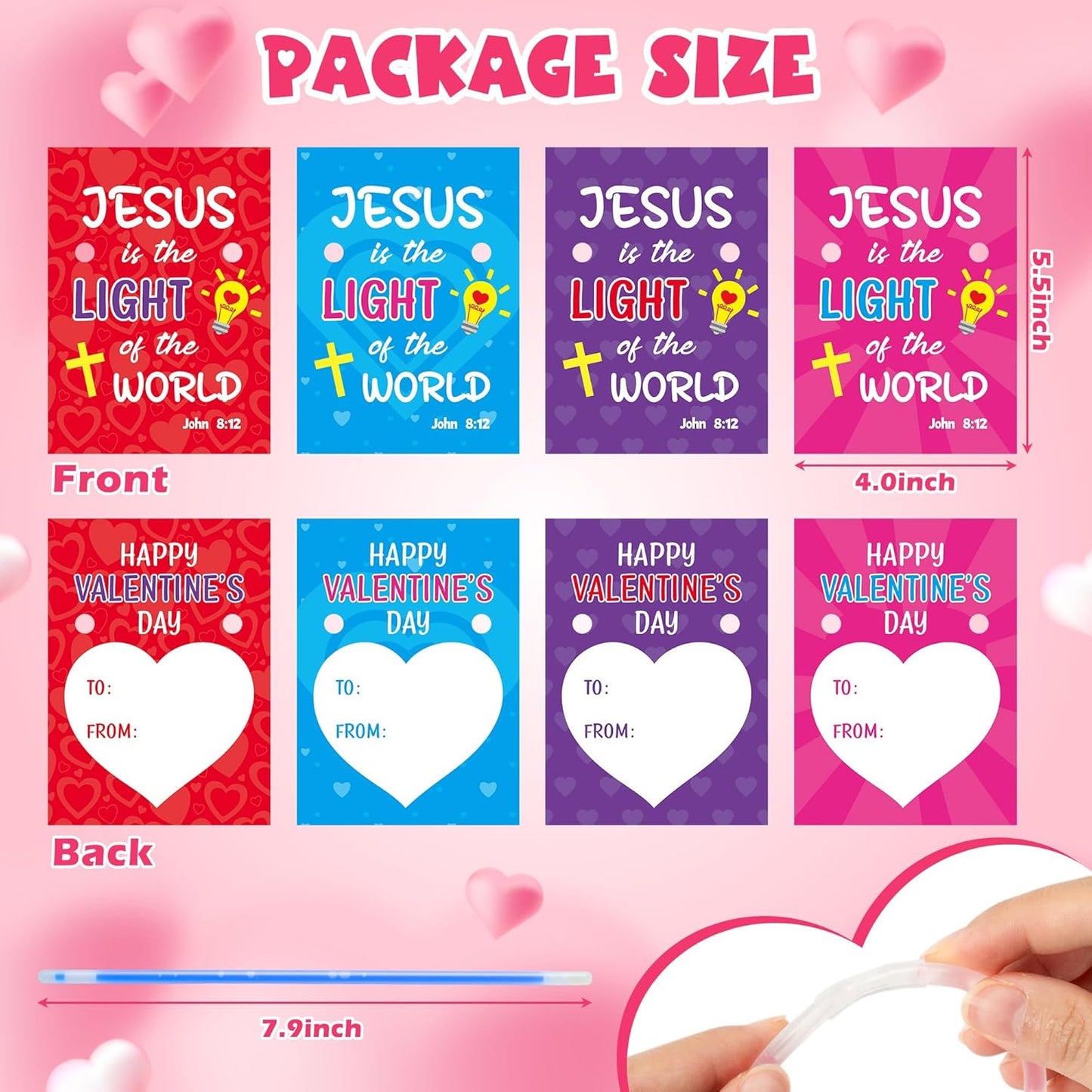 Haooryx Religious Glow Stick Bracelets Bulk - 36 Pack Lamp Bible Verse Glow Stick Bracelet with Gift Card Light up Toy for Kids VBS Sunday School Prizes Church Event Student Reward Birthday Party Gift