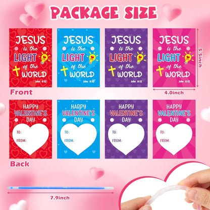 Haooryx Religious Glow Stick Bracelets Bulk - 36 Pack Lamp Bible Verse Glow Stick Bracelet with Gift Card Light up Toy for Kids VBS Sunday School Prizes Church Event Student Reward Birthday Party Gift