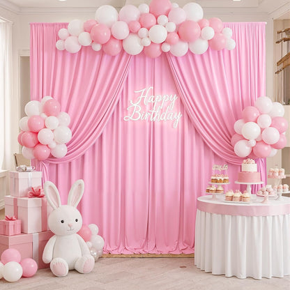 10ftx10ft Black Backdrop Curtains for Weddings Parties, Wrinkle Free 2 Panels Silky Polyester Photo Backdrop Drapes Back Drop Cloth Drapery for Birthday Mother'sDay Photography Background