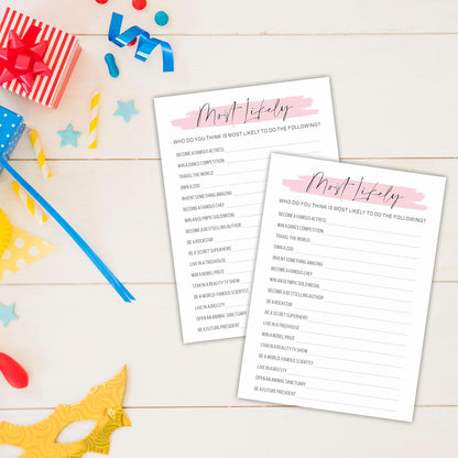 DYIRBIIY Minimalism Birthday Party Game Cards - Selfie Scavenger Hunt - 20 Blush Double-Sided Fill in Style Funny Birthday Party Game Cards for Adults, Party Supplies & Activities - A02