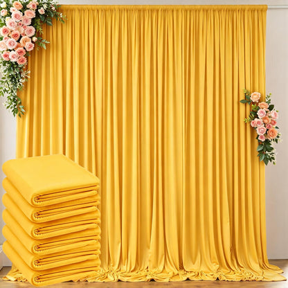 10 ft x 10 ft Wrinkle Free White Backdrop Curtains for Wedding Parties, Polyester Photography Backdrop Drapes for Birthday Parties Stage Backdrop Stand, 2 Panels 5x10FT Background Curtains