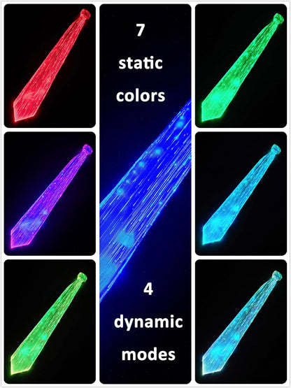 LED Neck Ties for Men Party Fiber Optic Light Up Necktie Bar Rave Funny Glow Clothes Accessories for Adults Women