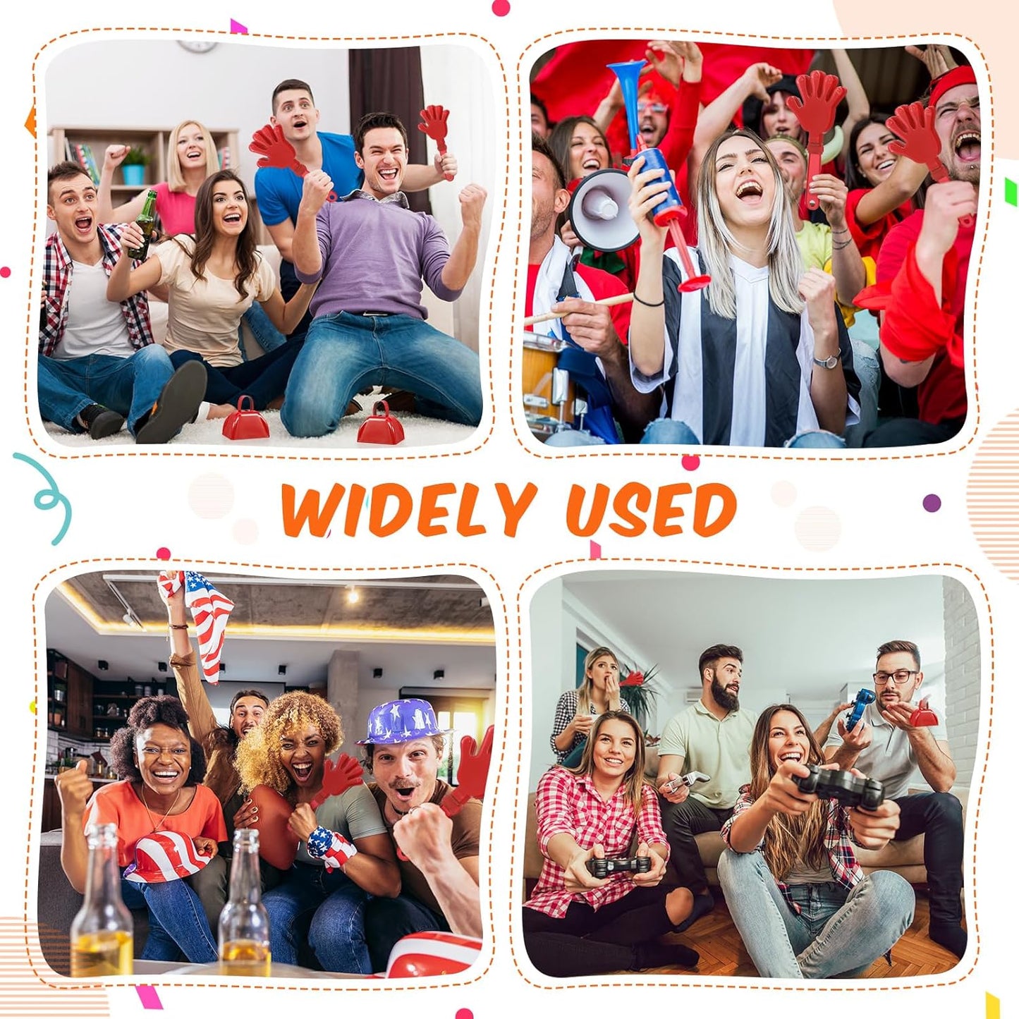 24 Pcs Hand Clappers and Metal Cowbells Noise Makers Cheering Clappers Cow Bells Handle Cheers Dance Basketball Football Noise Makers Sporting Events Graduation School Sports Party (Purple)