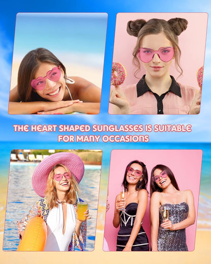 Frienda 20 Pairs Heart Shaped Sunglasses Rimless Candy Color Glasses for Women Men Party Favor
