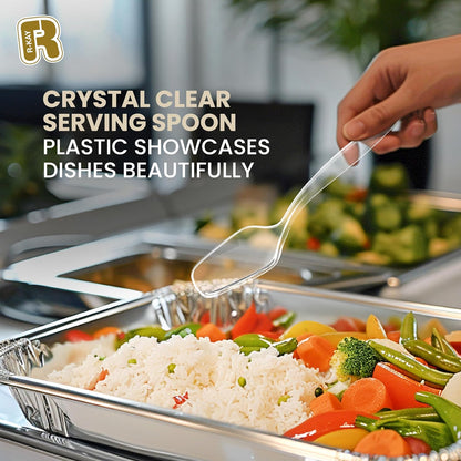 12 Pack Plastic Serving Spoons For Buffet - Clear Plastic Serving Utensils For Hot And Cold Food - Heavy Duty Disposable Serving Utensils For Parties, Holidays And Gatherings (8.5 Inch, 12, Count)