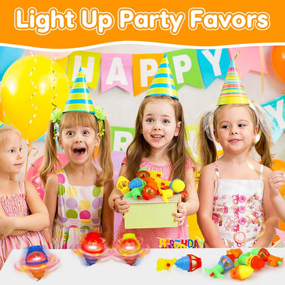 24PCS Light Up Spinning Tops Glow Party Favors for Kids 3-5 4-8 8-12 Summer Goodie Bag Stuffers Classroom Treasure Box Toys Carnival Prize Fidget Bulk Birthday Trinkets End of Year Students Gifts